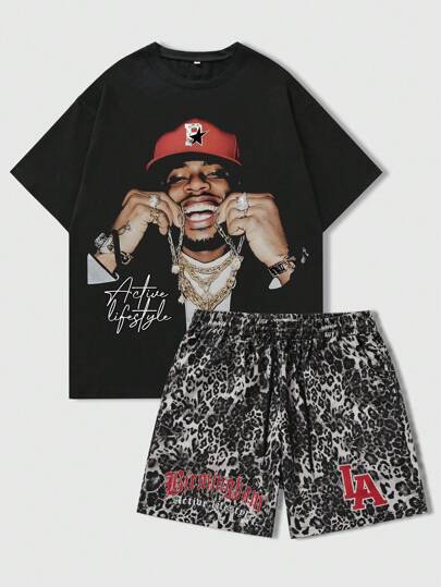 Street Life 2-Pack Men's Slogan Character Print Casual Shorts