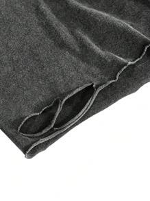 EASEVO T-shirt vintage ample en coton tricoté uni, décontracté et déchiré, à manches courtes, pour les sorties, l'été, le style emo, en grandes tailles pour hommes - Noir - Voir 6