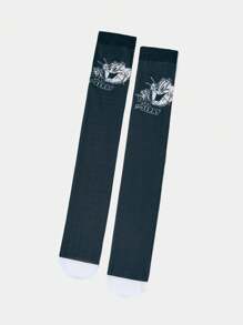 TOM & JERRY X SHEIN Vintage Colorblock Funny Cartoon Pattern Pantyhose - Black and White - View 3