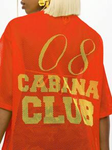 SUMWON WOMEN Áo đấu bóng chuyền bãi biển cỡ lớn Cabana Club cho tiệc hồ bơi khu nghỉ dưỡng cổ chữ V - trái cam - Xem 6
