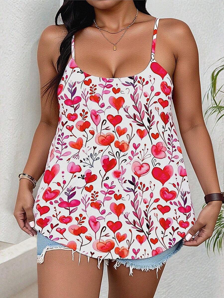 INAWLY Plus Size Women Summer Casual Loose Fit Cami Top - Multicolor - View 1