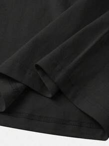 男士圆领黑色短袖T恤，适合日常穿着 - 黑色 - 查看 5