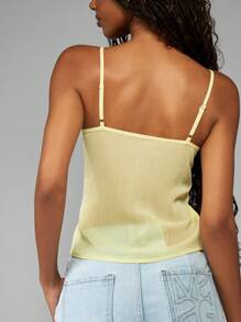 MISSGUIDED 花卉装饰吊带背心夏季无袖镂空前开叉花卉装饰上衣度假装海滩度假 - 黃色 - 查看 5