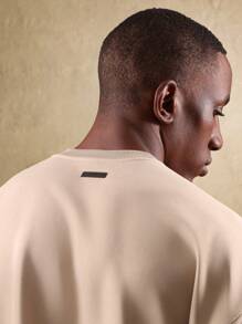 SUMWON 优质宽松剪裁基本款 T 恤，重量级短袖，简约现代休闲宽松街头服饰，男女通用 - 杏色 - 查看 4