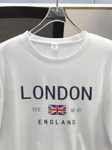 SHEIN Teen Boy Summer Letter Print Round Neck Short Sleeve Casual Versatile T-Shirt