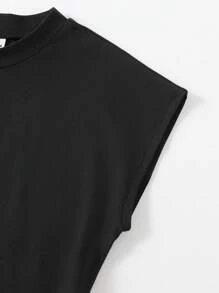 SHEIN 2 件套小男孩纯色短袖 T 恤和字母印花工装裤，休闲返校装 - 彩色 - 查看 5