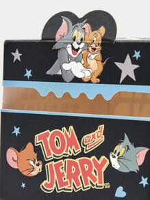 TOM & JERRY X SHEIN Black Star Cartoon Slogan & Star Pattern Sticky Notes Box - Black - View 7