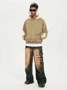 Manfinity VCAY sweat-shirt à capuche ample à manches longues pour hommes, mode minimaliste, décontracté pour tous les jours, pour l'automne et l'hiver