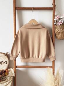 Loomiva 男婴针织柔软连帽长袖半拉链套头衫 - 軍綠色 - 查看 5