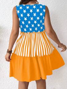 EMERY ROSE Women V-Neck Flag Day Midi Dress, Club Spring Summer Sundress Outfit - Multicolor - View 2