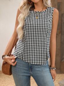 EMERY ROSE 海滩度假装扮 乡村装扮 女士乡村音乐会装扮 女士夏季装扮 可爱夏季上衣 格纹 欧式夏季 女士夏季服装 背心和吊带衫 - 彩色 - 查看 5