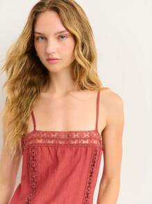 Nöista 带有蕾丝细节和细肩带的迷你连衣裙。 - 鏽棕色 - 查看 9