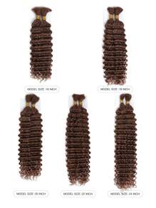 2 chiếc tóc tết số lượng lớn không có sợi ngang sóng sâu móc tóc người màu trơn 4# tóc người nguyên chất màu nâu đỏ trung bình tóc tết không thắt nút cho phụ nữ trang phục Halloween - S4# - Xem 3