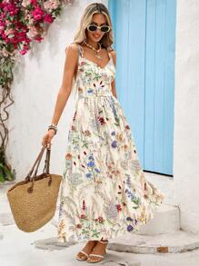 Vivid Eden 女士V领露背收腰宽松下摆沙滩裙 - 彩色 - 查看 5