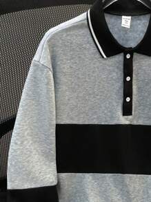SHEIN Teens Boys Casual Comfortable Versatile Loose Contrast Color Polo Shirt