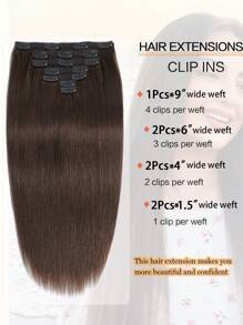 7Pcs Straight Clip In Hair Extensions Real Human Hair 14-20" Double Weft Hair Extensions Clip Ins Hair Extensions - S3 - View 4