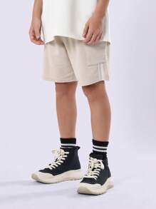 SUMWON Conjunto de camiseta oversize y pantalones cortos con detalles a rayas para jóvenes, atuendo de streetwear de verano cómodo y transpirable - Multicolor - Ver 4