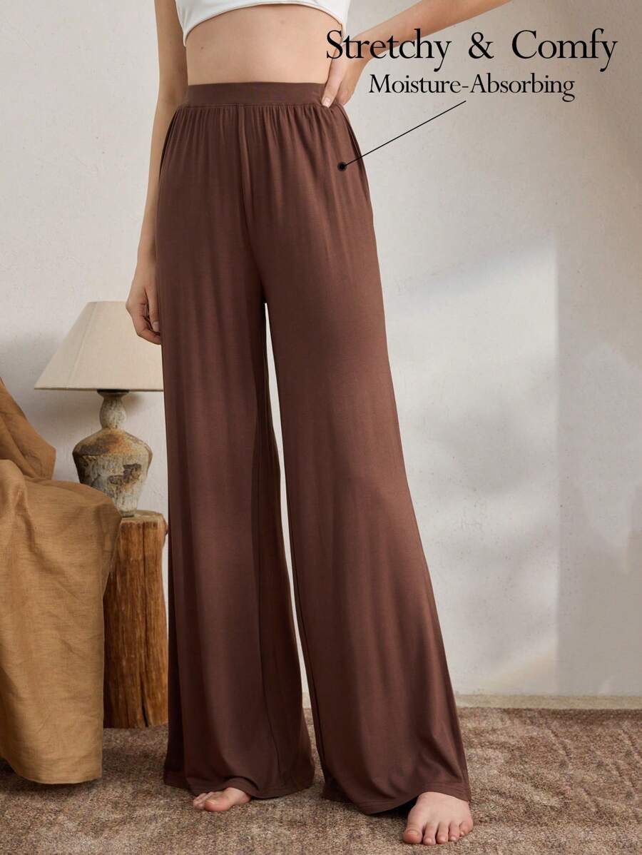 Ocili 休闲女式纯色口袋简约褶裥休闲居家裤舒适百搭，适合假日、秋季和冬季穿着。 - 卡其色 - 查看 1