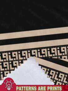 SHEIN LUNE 母亲节休闲简约无袖几何印花中长连衣裙，加大码，适合夏季度假 - 彩色 - 查看 3