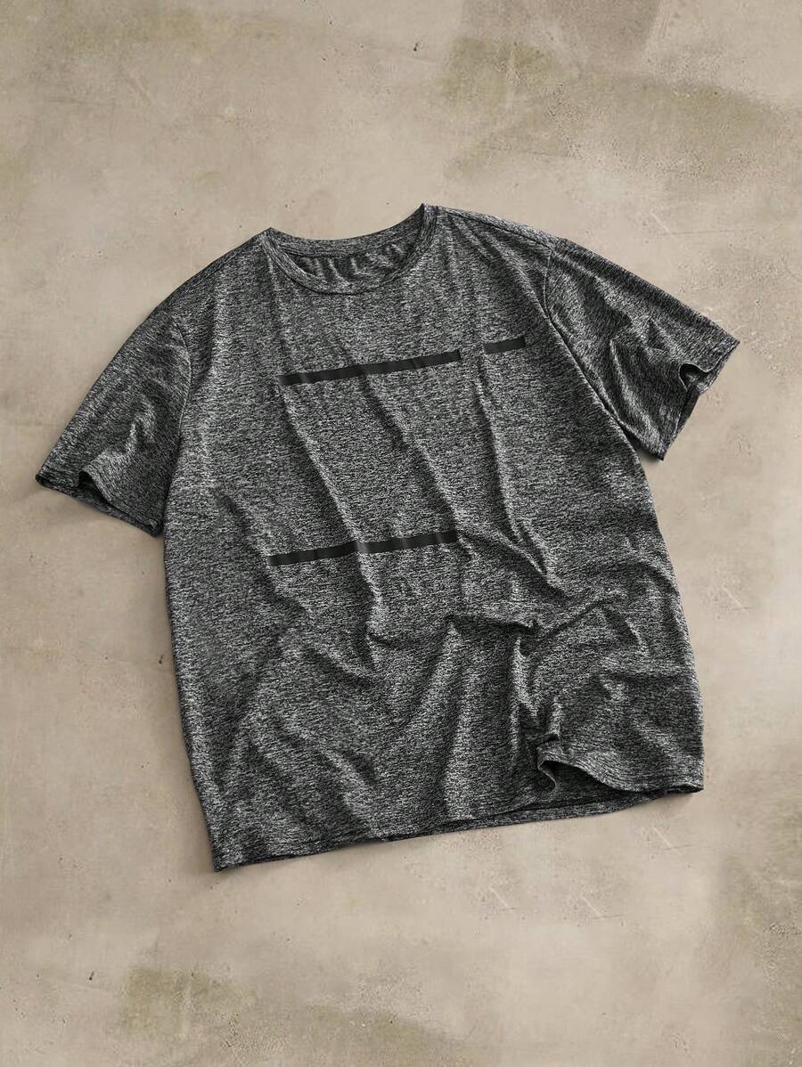 EASEVO Men Plus Size Casual Plain Casual Round Neck Short Sleeve T-Shirt, For Going Out, Summer - Dark Grey - View 1