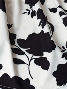 GlowEve CURVE A Plus-Size Elegant Printed One-Shoulder Summer Short-Sleeved Shirt For Ladies - Black and White - View 5