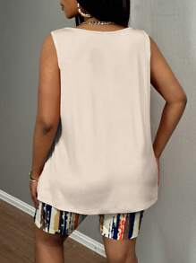 Slaydiva 度假音乐节风格休闲彩色波浪条纹印花两件套适合大码夏季 - 彩色 - 查看 5