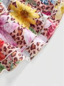 ROMWE Avant Tropical Resort Y2K Leopard Floral Print Sexy Mini Dress - Multicolor - View 4