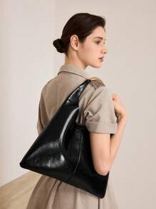 MOTF PREMIUM PU 皮革磁扣单肩包 - 黑色 - 查看 5