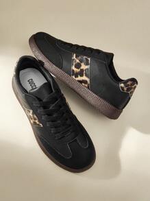CUCCOO EASI 2025 New Women Spring Vintage Versatile Casual Lace-Up Flat Sports Shoes - Black - View 7
