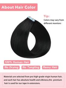 Jet Black Color #1 Human Hair Extensions Tape In Hair Extensions Real Remy Human Hair Invisible Seamless Skin Weft Human Hair Tape In Extensions - S1 - View 4