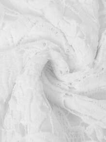 SHEIN Clasi Áo ba lỗ cổ vuông không tay viền ren trắng vừa vặn cỡ lớn - trắng - Xem 3