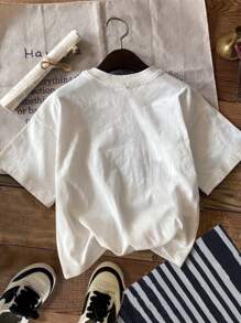 SHEIN Chill Chill, Fruit & Bowknot Lemon Tea Pattern T-Shirt, When Life Gives You Lemons Make Lemonade, Casual Loose Knit Tee For Teen Girls, Summer - Multicolor - View 2