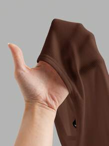 SHEIN EZwear 巧克力棕色无袖超长连衣裙套装，加大码 - 巧克力棕 - 查看 6