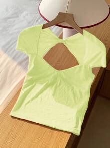 Comfortcana 女式夏季休闲纯色镂空背心衬衫