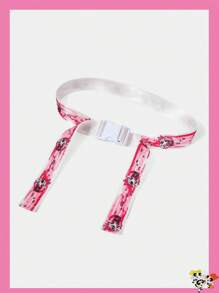 THE POWERPUFF GIRLS X SHEIN 1 件女士拼色花朵图案双面弹性腰带 - 白色 - 查看 2