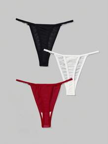 ROMWE 3pcs/Set 3D Butterfly Net Brief Panty Set - Multicolor - View 2