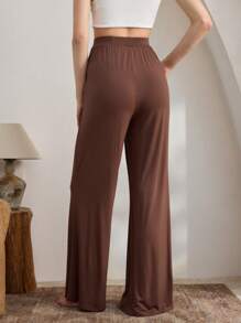 Ocili 休闲女式纯色口袋简约褶裥休闲居家裤舒适百搭，适合假日、秋季和冬季穿着。 - 卡其色 - 查看 2