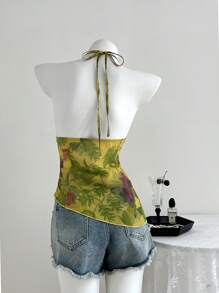 SHEIN Unity 女式花卉印花荷叶边挂脖休闲背心 - 彩色 - 查看 2