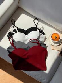 Comfortcana Set de 4 camisolas/tops con sujetador incorporado y acolchado, aptas para uso en verano