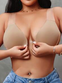 SHEIN 1 Pair Women Front Button Closure Comfortable Bust Cover - Beige - View 3