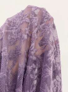 DAZY Sheer Lace Mock Neck Slim Fit Long Sleeve Blouse For Women,Fall Clothes - Purple - View 5