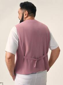 EASEVO Chaleco de traje tejido rosa de talla grande con ajuste ceñido sin mangas para hombres de moda urbana