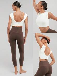 GLOWMODE Featherfit™ Just Do U-back Cap Sleeve Crop Top - 白色 - 查看 9