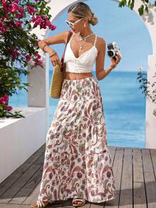 Vivid Eden Women's Casual Waist Print Pull-On Skirt - Multicolor - View 5