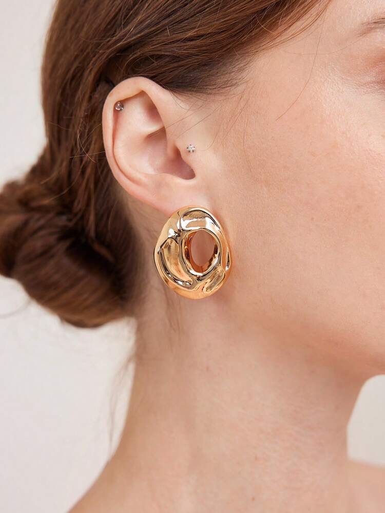 18K GOLD PLATED TEXTURED HOOP EARRINGS