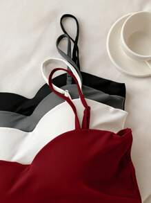 Comfortcana Set de 4 camisolas/tops con sujetador incorporado y acolchado, aptas para uso en verano