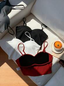 Comfortcana Set de 4 camisolas/tops con sujetador incorporado y acolchado, aptas para uso en verano