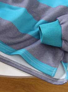 3 件套年轻男孩条纹拼色 Polo 领长袖运动衫，简单百搭，适合外出、户外和拍照