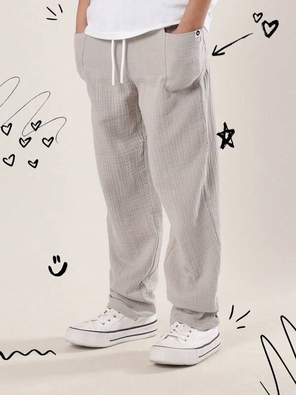 SUMWON Comfortabele katoenen broek met trekkoord voor kinderen, casual, strand, vakantie, loungewear, ontspannen, lente, zomer, lichtgewicht broeken