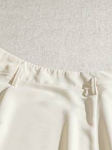 GlowEve 女士纯色百褶休闲办公半身裙 - 杏色 - 查看 3